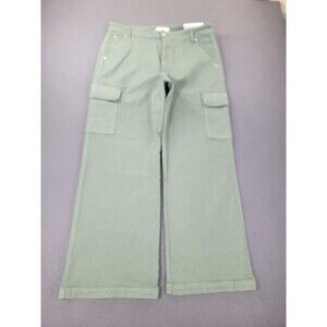 LOFT Pants Womens Size 12 31 Green Wide Leg High Rise Curvy Fit Cargo Utility
